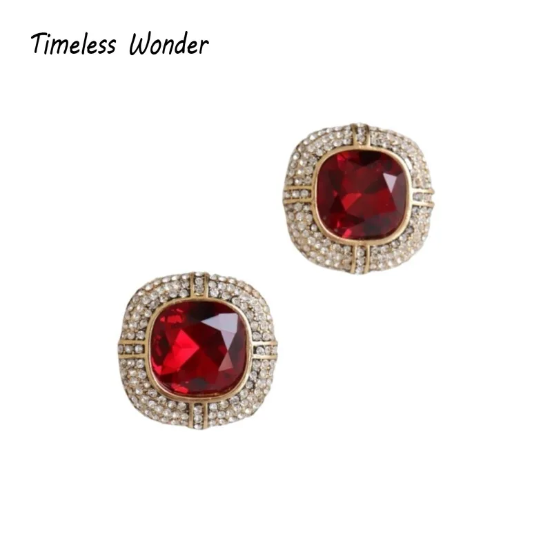 

Timeless Wonder Fancy Zircon Geo Cut Clip on Earrings for Women Designer Jewelry Runway Gift Brincos Sweet Trendy Top 4263