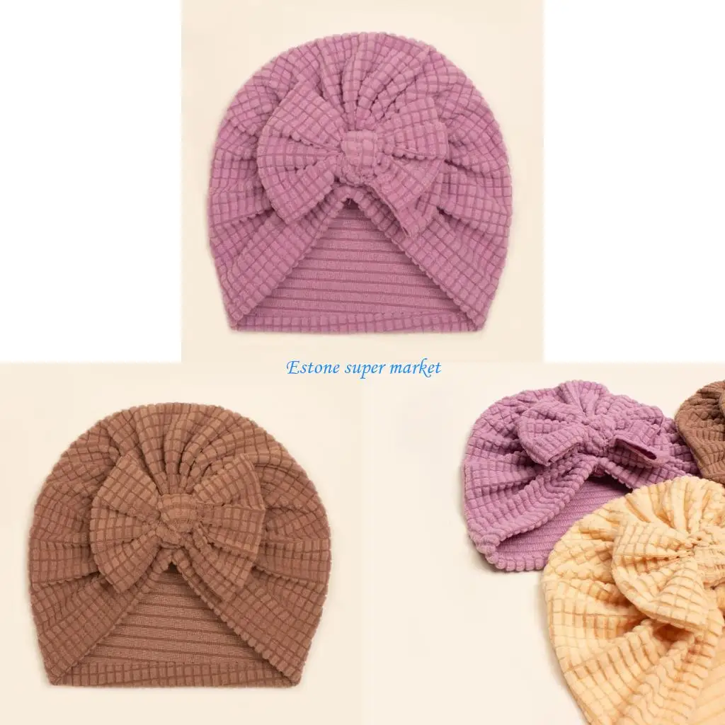 

090b Fashion Bowknot Baby Turban Hat ляпленная шляпа упругие шапочки мягкие дышащие твердые твердые