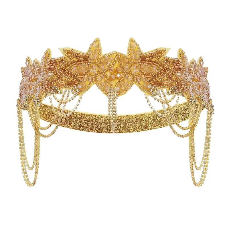 jaren 1920 Goth accessoires voor vrouwen Gatsby kostuum Roaring 20s kralen kwastjes voorhoofd hoofdbanden Vintage zwarte Flapper hoofddeksels
