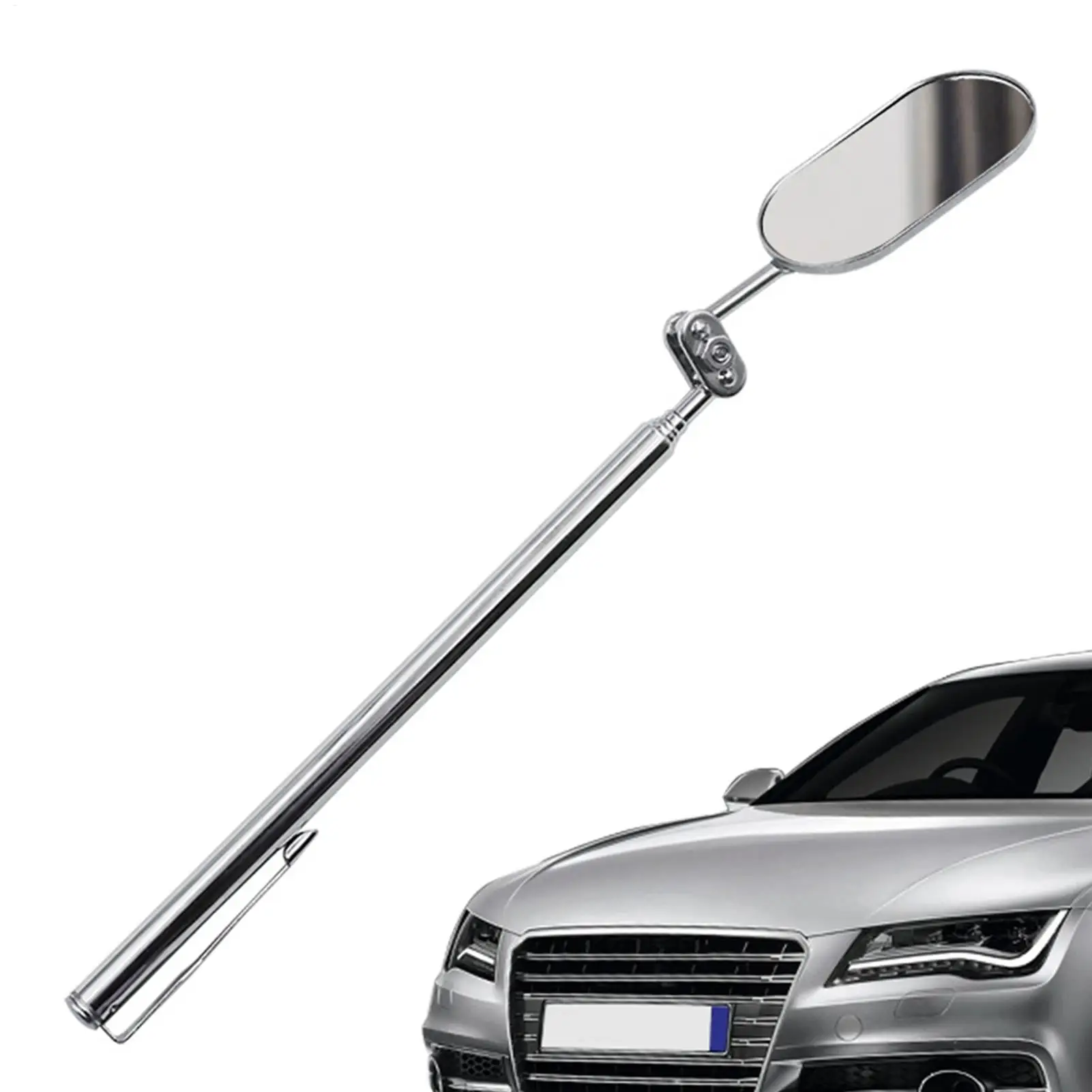 Inspection Mirrors With Light Telescopic Mirrors 360Degree Rotating Folding Elliptical Retractable Mirrors Tough Stainless Steel