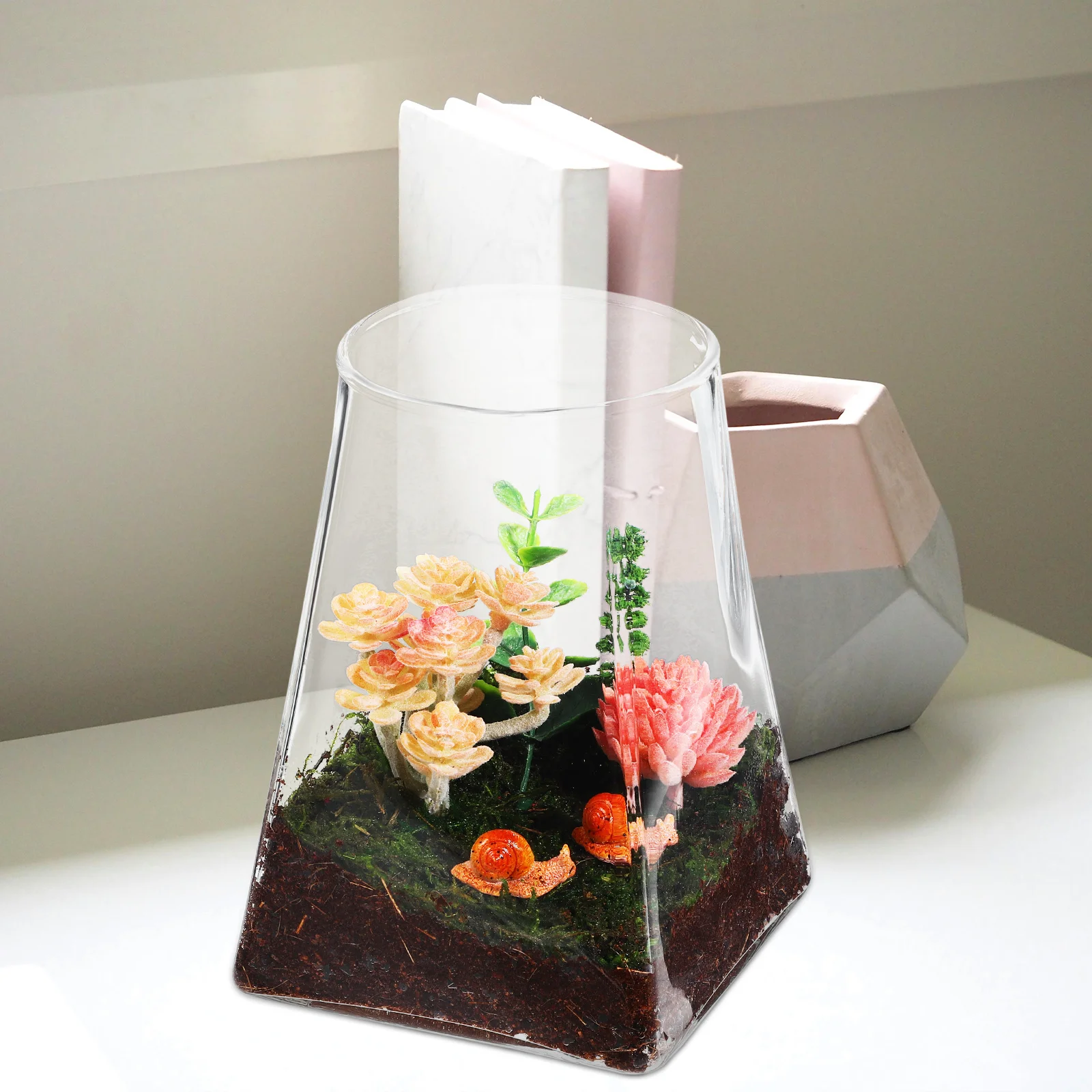 

Glass Terrarium Micro Landscape Bottle Square Bottom Round Glass Vase Indoor Plant Planter Decoration