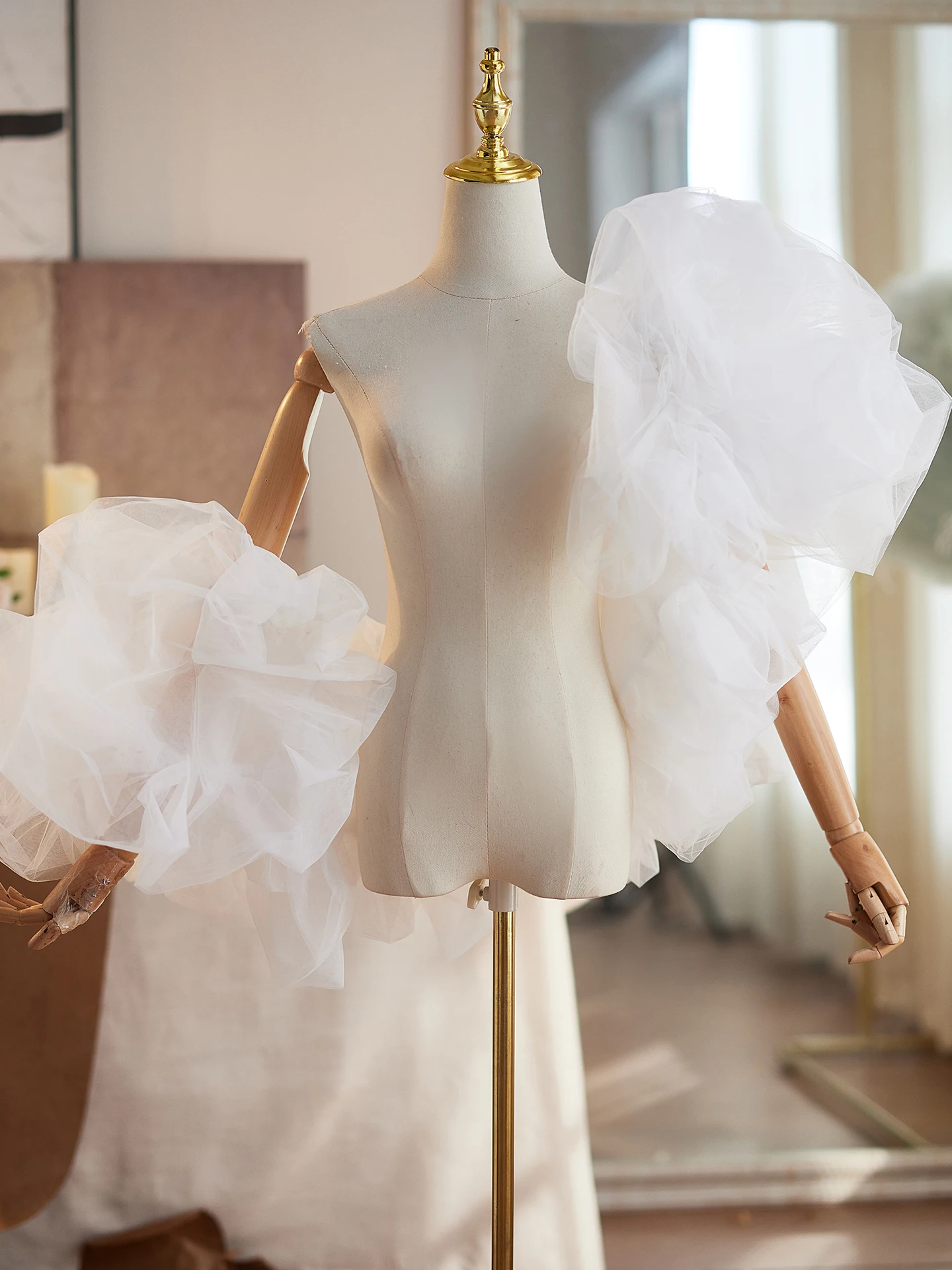 white-handmade-tulle-evening-gown-shoulder-decor-diy-performance-accessories-high-end-puffy-sleeve-show-stole-arm-cover-for-w