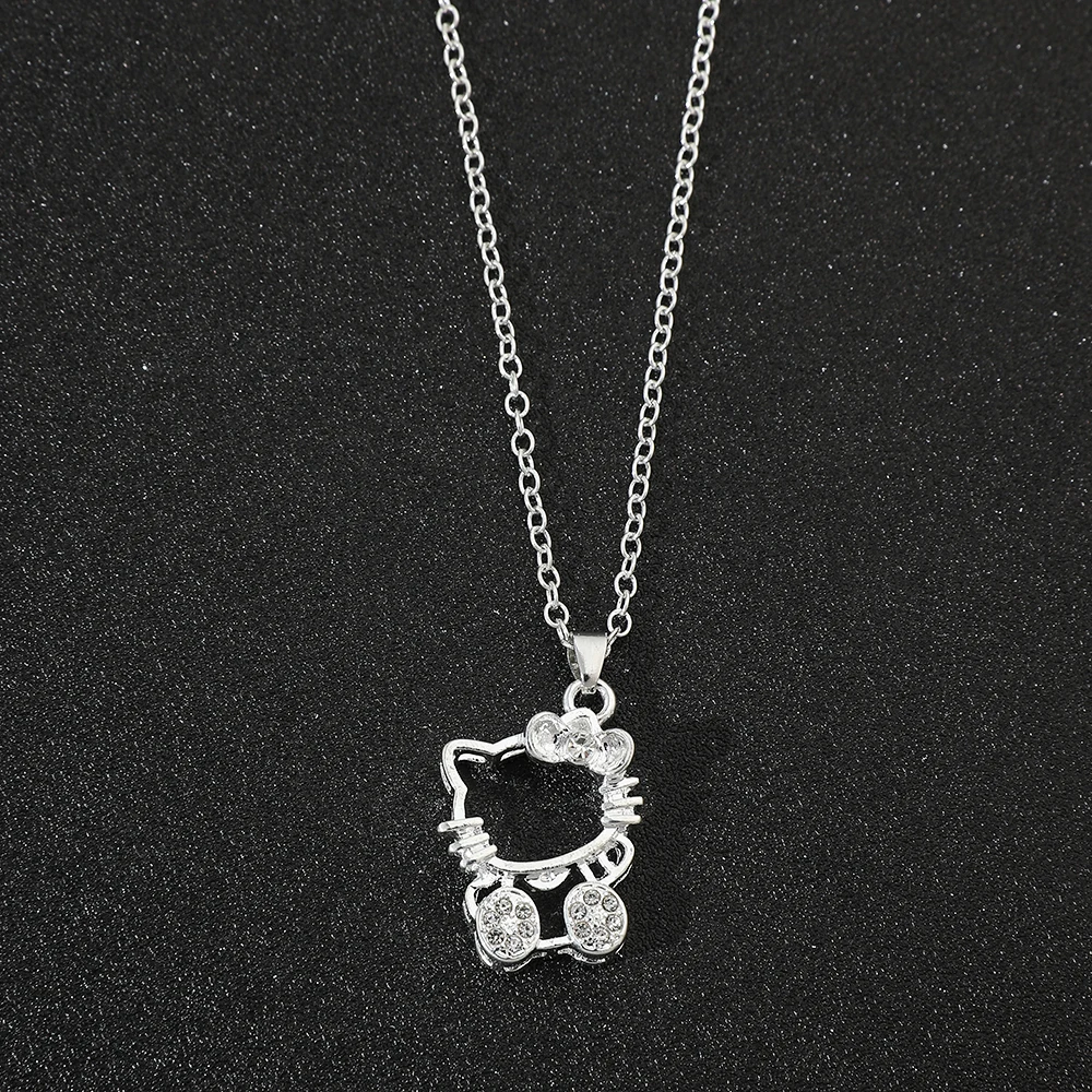 Sanrio Hello Kitty Pendant Necklace Girls Jewelry Cute Clavicle Chain  Women's Rhinestone Necklace  Gift