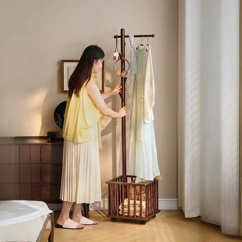 Vintage Luxury Clothes Stand Wood Hangers Hat Bedroom Clothes Stand Storage Jacket Appendiabiti Da Parete Entrance Furniture