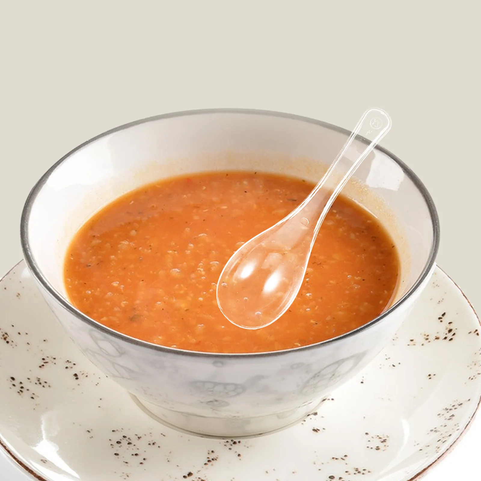 100Pcs Thickened Soup Spoons Bulk Reusable Plastic Utensils for Dessert Spoon Set Small Appetizer Coffee Pudding Mousse Cake