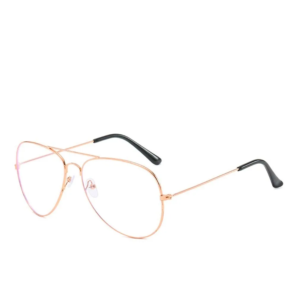 

3 Color Transparent Anti Blu-ray Glasses PC Costume Accessory Metal Frame Glasses Alloy Decorative Business Reading Eyewear Gift