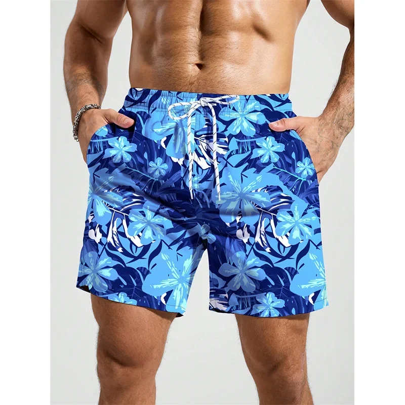 

3D printed flower pattern beach shorts men's clothing daily casual loose breathable drawstring board outdoor shorts