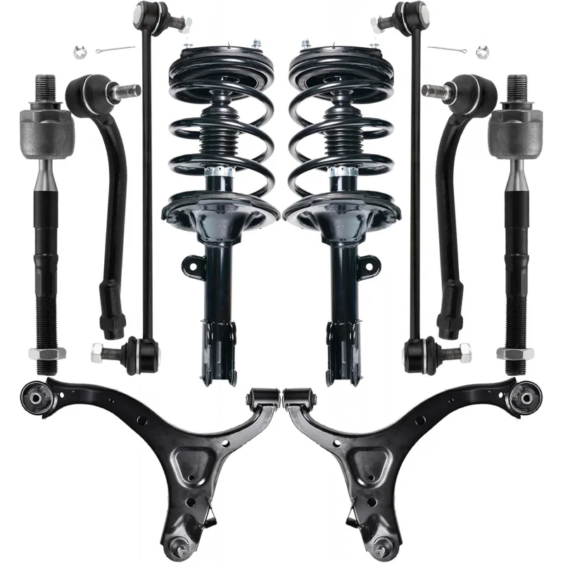 10pc Suspension Kit Replacement for 2007-2009 Hyundai Santa Fe Includes 2 Complete Struts 2 Sway Bars 2 Inner 2 Outer Tie Rod En