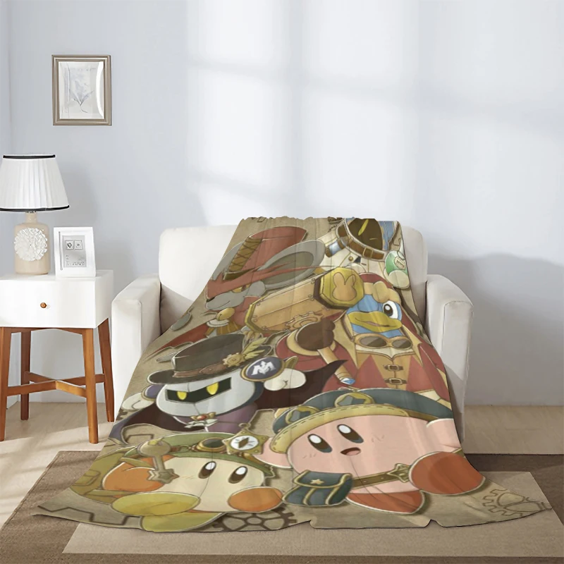 K-Kirbys Anime Blanket Sofa Blankets & Throws Fluffy Soft Blankets for Bed Furry Summer Comforter Throw Double Decorative Custom