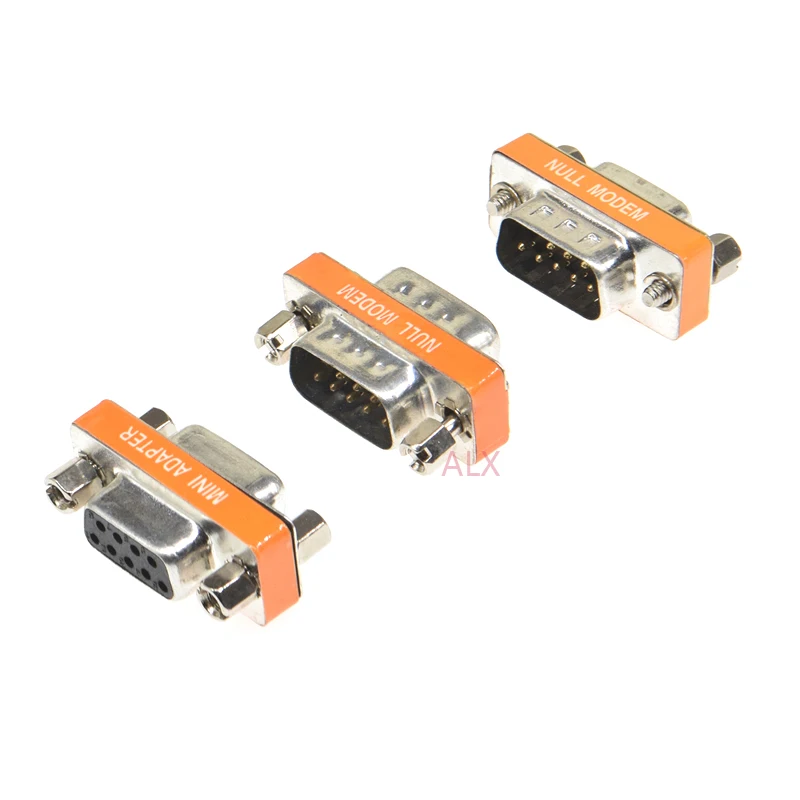 1Pcs Mini Null Modem DB9 Female Male plug Adapter Gender Changer cross  female to female/male to male RS232 serial Connector