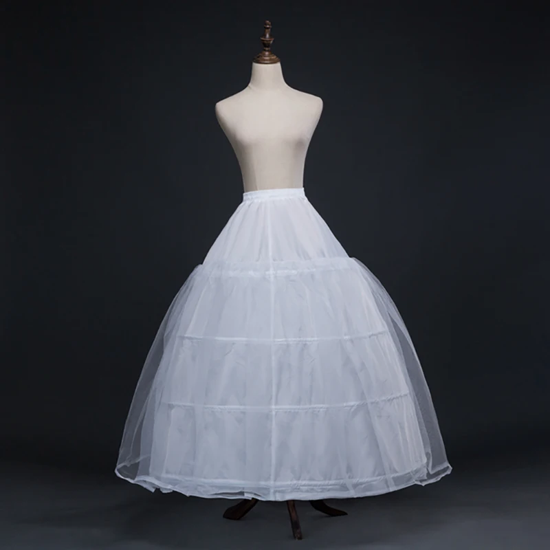 

White Wedding Petticoats 4 Hoops with 1 Tulle Layers Steel Ring Elastic Waistband Wedding Accessories Bridal Underskirt