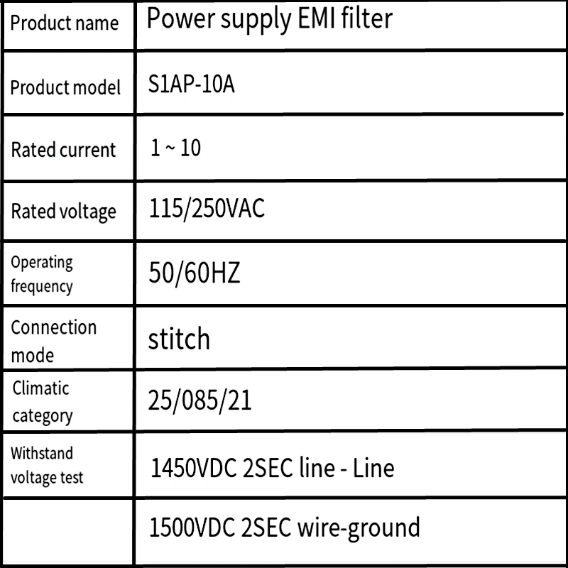 PCB AC DC DC แผงวงจร power filter S1AP-10A/6A/3A/1A ประเภทขา EMI ป้องกันการรบกวน S1AP-3A S1AP-6A S1AP-10A S1AP-10A