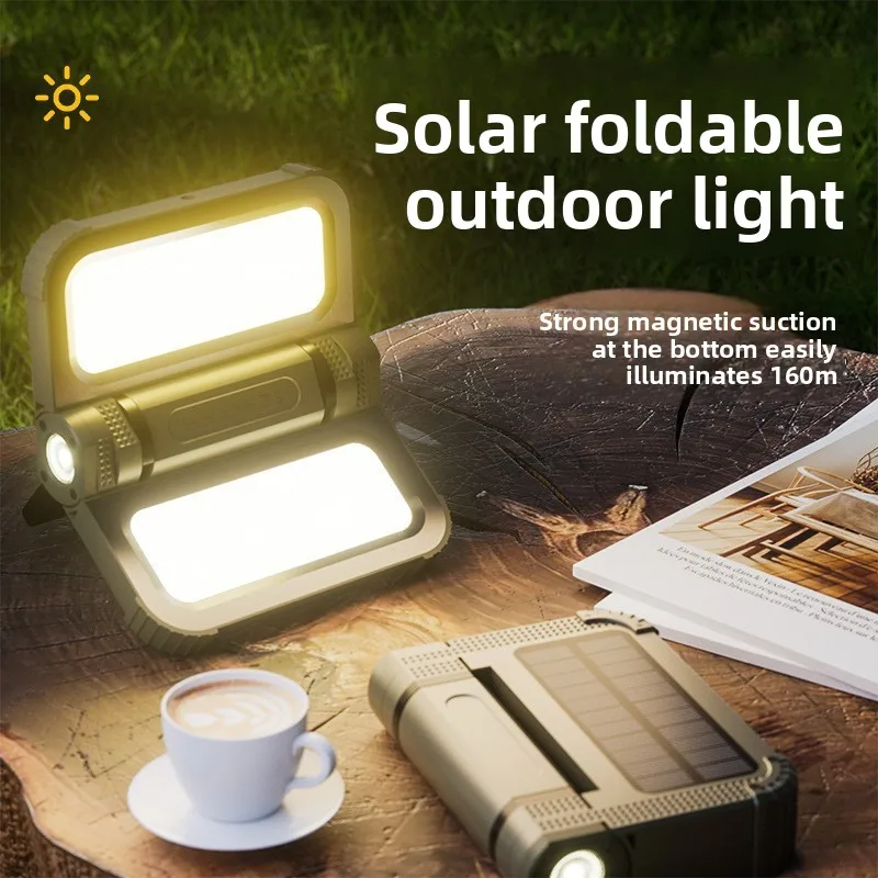 Outdoor camping lights household emergency lights construction site solar charging lighting strong magnetic work lights