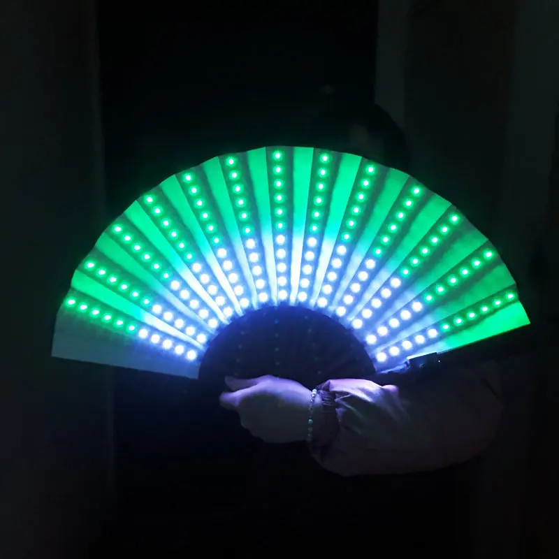 Glow Folding LED Fan Dancing Lights Fan Night Show DJ Fluorescent Bar Night Club Party Gifts Home Decor Color Changing Fan