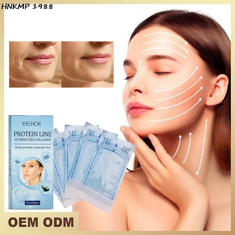 60Pcs Gold Protein Line Anti-wrinkle Firming Facial Filler No Needle Absorbable Fade Fine Lines Collagen Thread Anti-Aging Serum