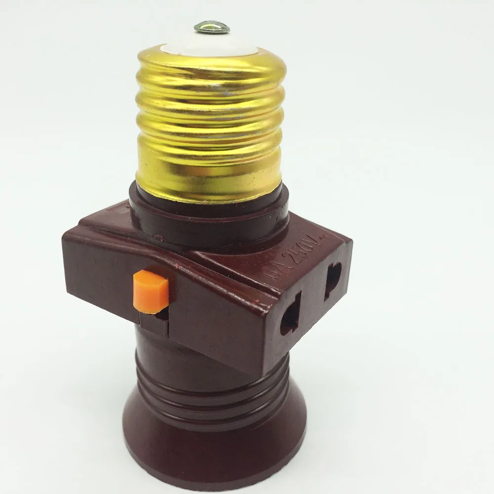 E27 Dudukan Lampu Sakelar Soket Multifungsi Sekrup Ganda Soket US / EU Aksesori Lampu Dasar Soket Steker 110V-240V