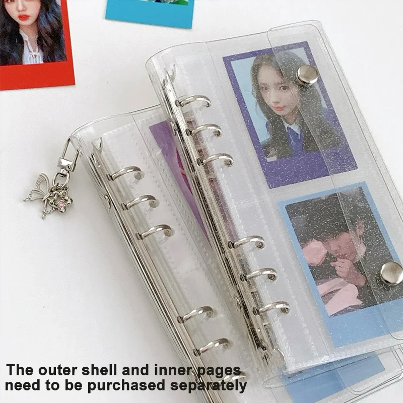 

Narrow A6 Loose Leaf Cover And 10pcs 1 Grid /2 Grid Storage Bags, Postcards Binder Collect Book Organizer