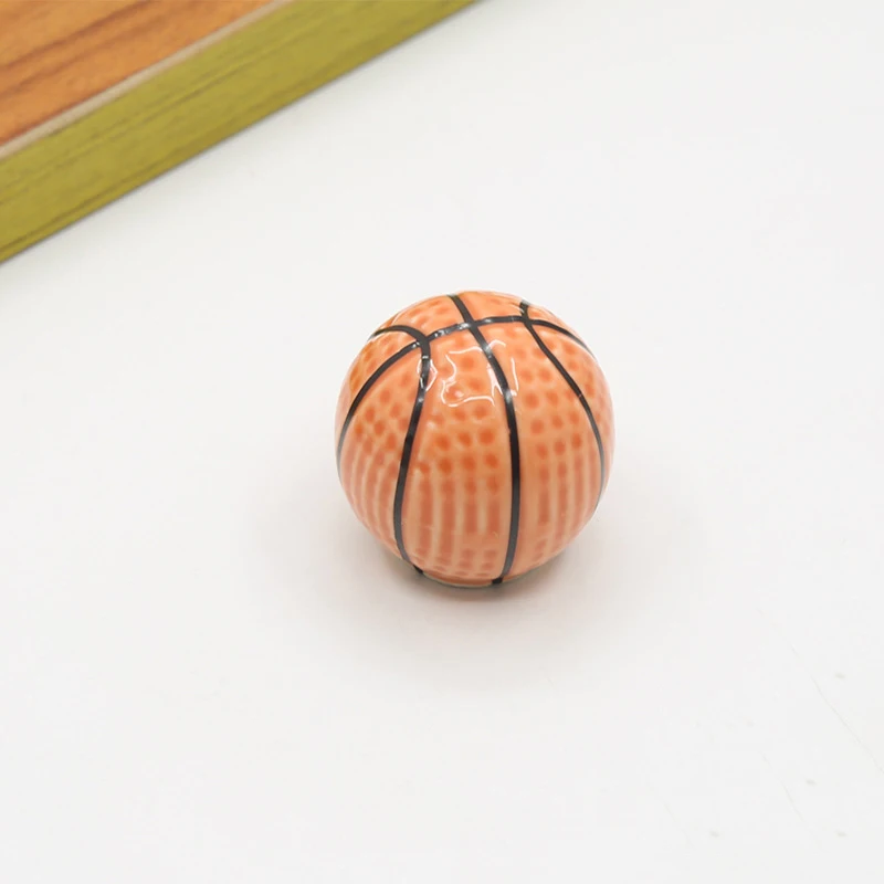 

2Pcs Ceramic Wardrobe Handles Door Drawer Knobs Football Basketball Sports Pattern Round Single Hole Handles Furniture Pulls