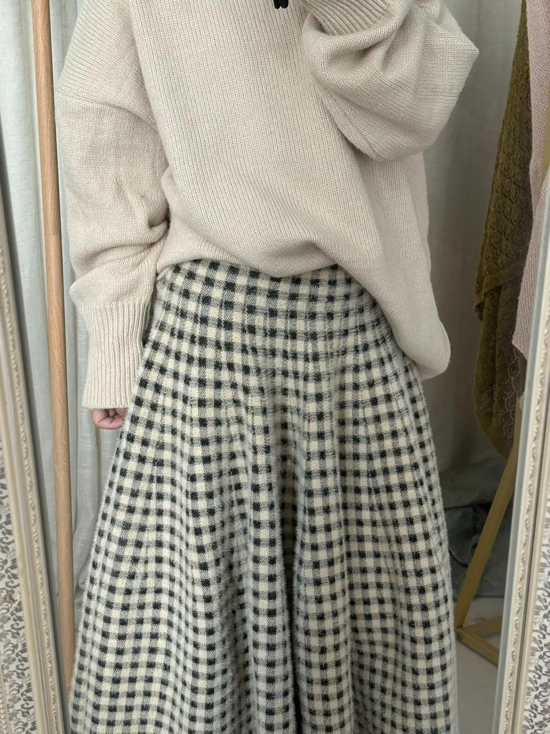 Woolen Plaid Skirts For Women Faldas Mujer Юбки Faldas Largas Autumn Winter
