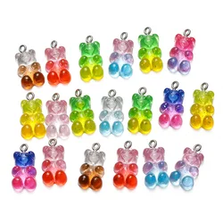 10 pz/lotto ciondoli con ciondolo a forma di orso di caramelle orsi in resina colorata per collana orecchini con bracciale gioielli che fanno risultati accessori