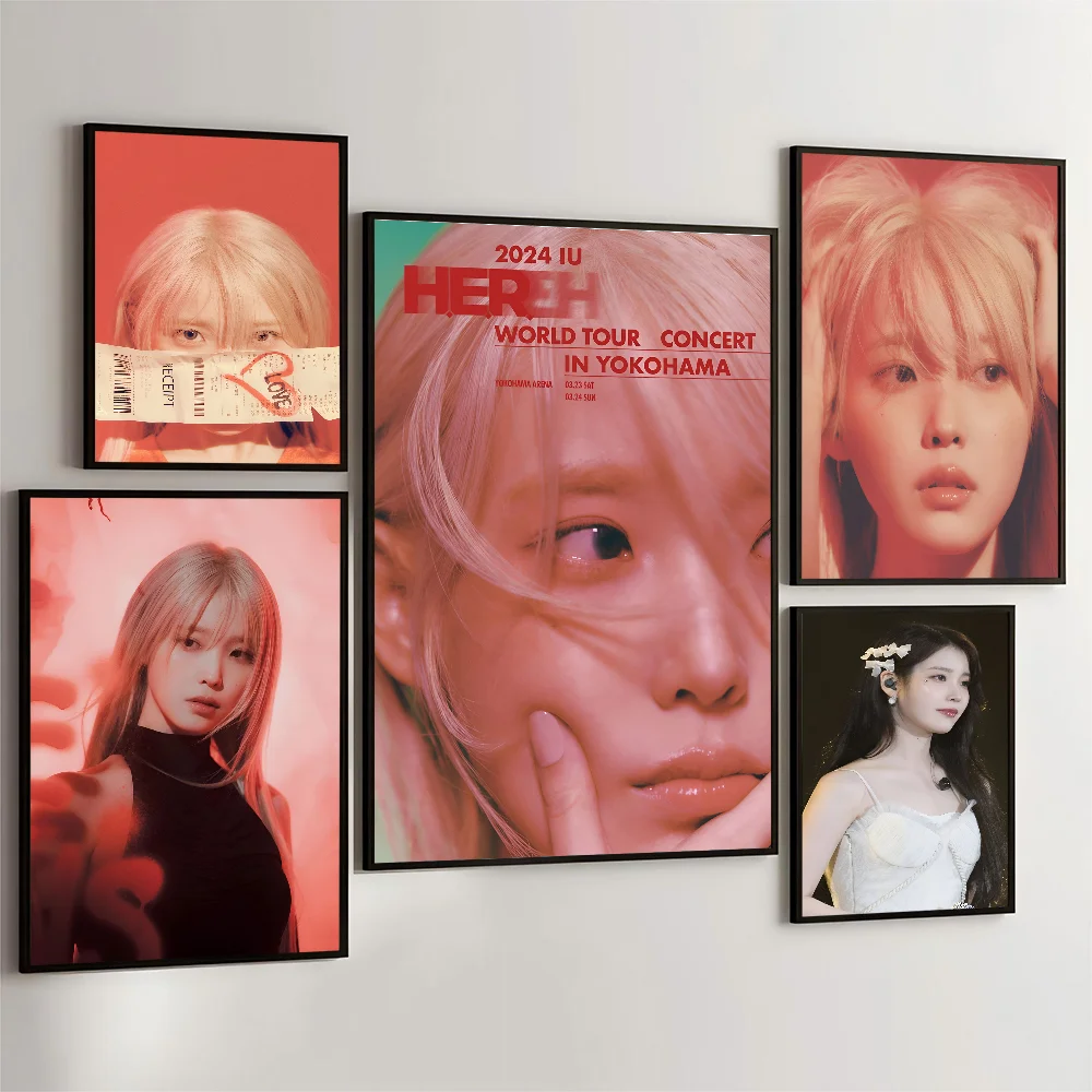 Korean Singer L-Lee J-Ji E-Eun I-IU Vintage Posters Sticky Whitepaper Prints Posters Artwork Posters Wall Stickers