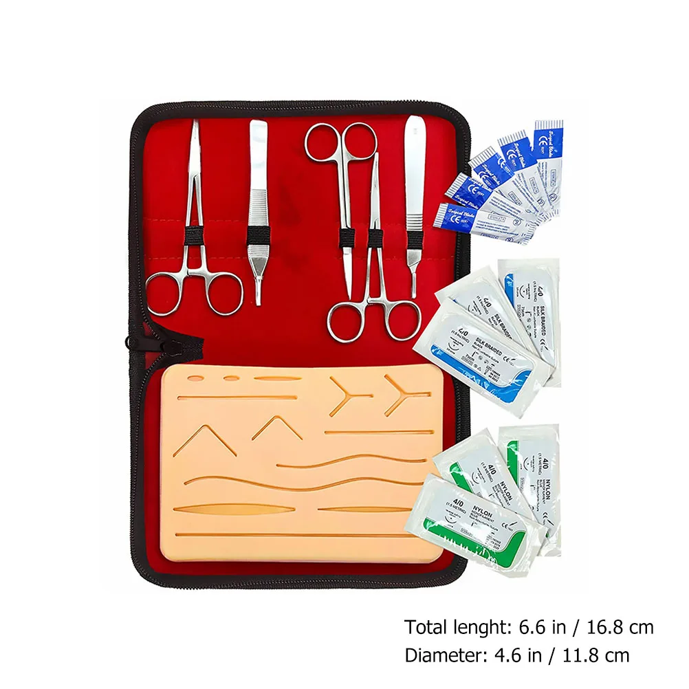 17pcs 1 Set Practice Suture Kit Suturing Skill Trainer Tool Medical Students Silicone Pad 14 Realistic Wounds