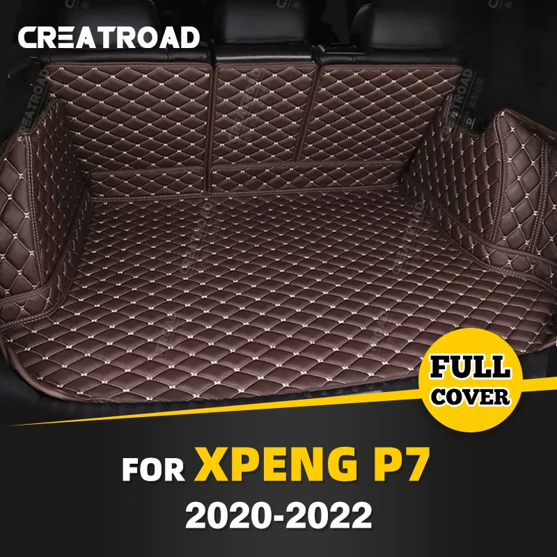 

Auto Full Coverage Trunk Mat For XPENG P7 2020-2022 21 Leather Car Boot Cover Pad Cargo Liner Interior Protector Accessories