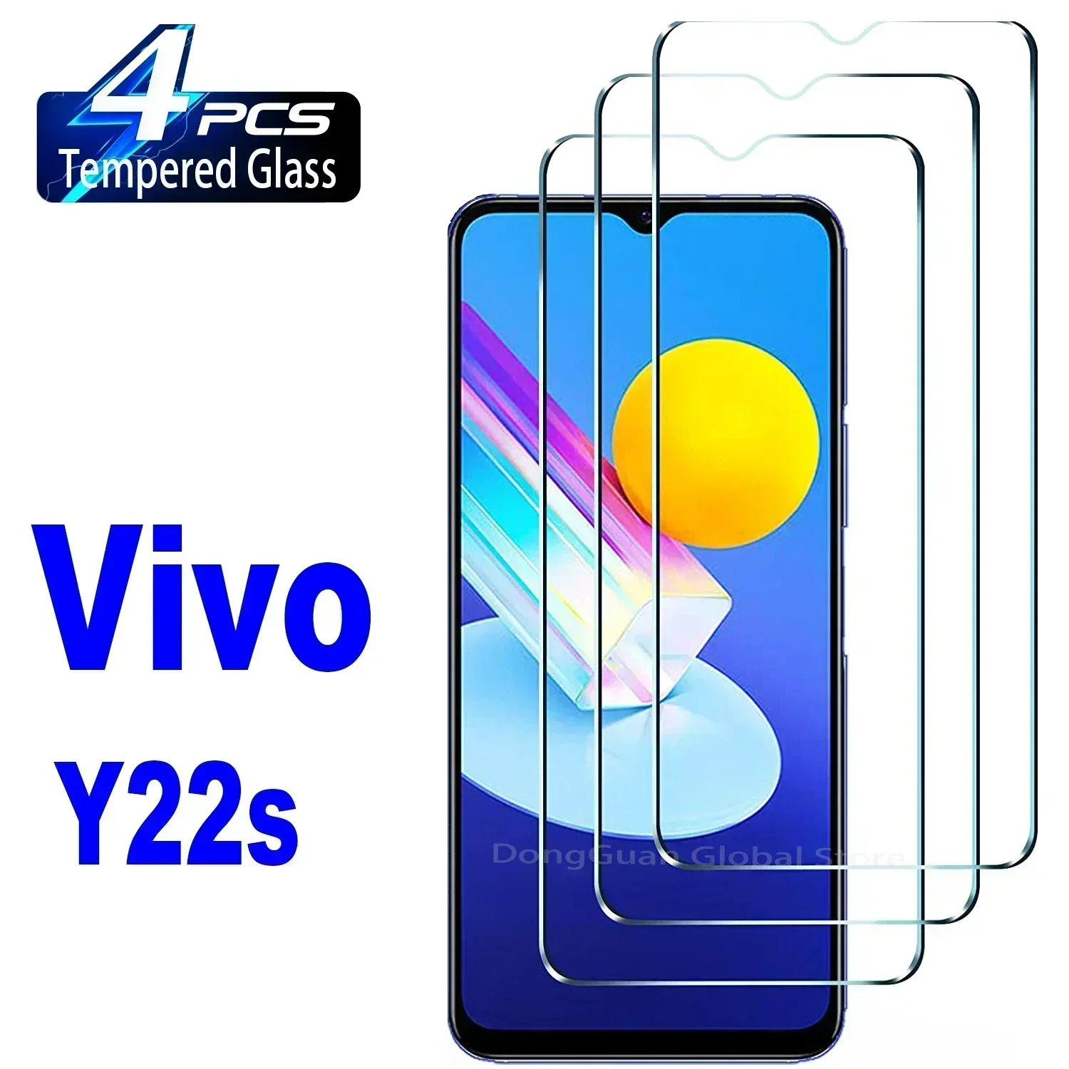 ฟิล์มกระจกนิรภัย2/4ชิ้นสำหรับฟิล์มกระจกป้องกันหน้าจอ Y22s Y22 VIVO