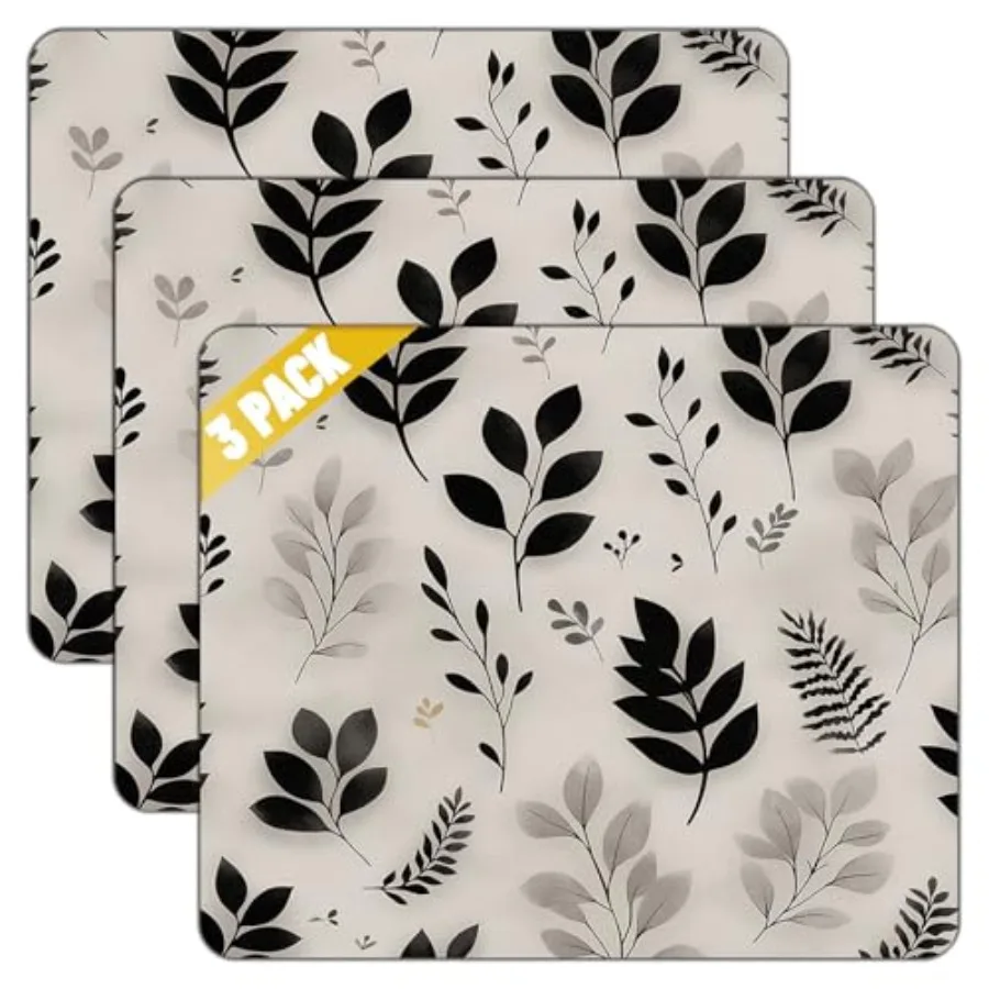 

Mouse Pad Set, and Gray Leaf Pattern, 9.5 x 7.9 Inch Non-Slip Rubber Base, Computer Desk Accessories, 3 Pack