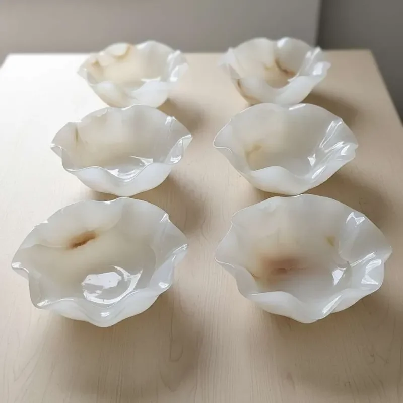 Natural Jade Fruit Plate Light Luxury Medieval Style Creative Home Decor High End Rare Stone Serving Tray For Living Room