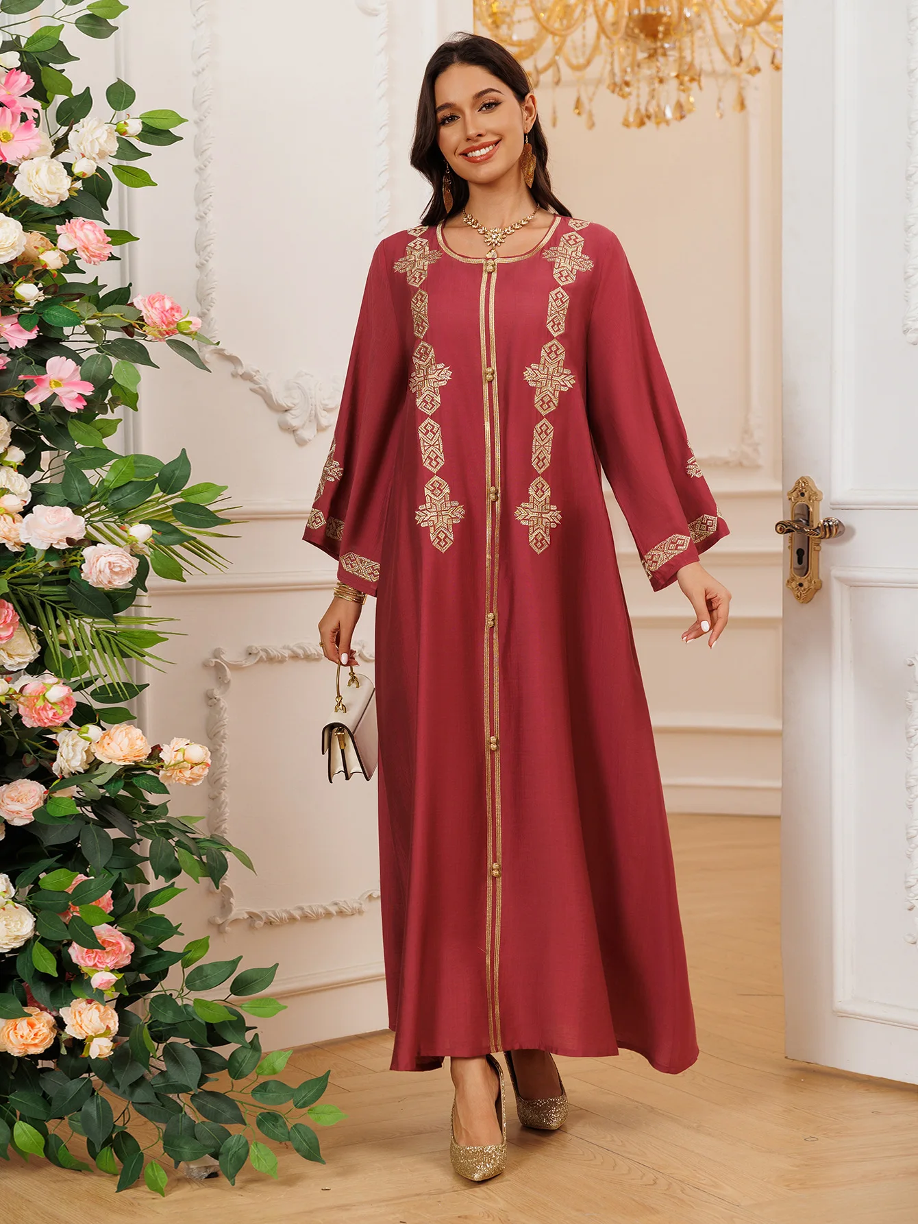 Ramadán Abayas bordado mujeres musulmanas Maxi vestido Turquía Kaftan Kebaya bata árabe caftán marroquí mujer Islam Jalabiya Eid vestido