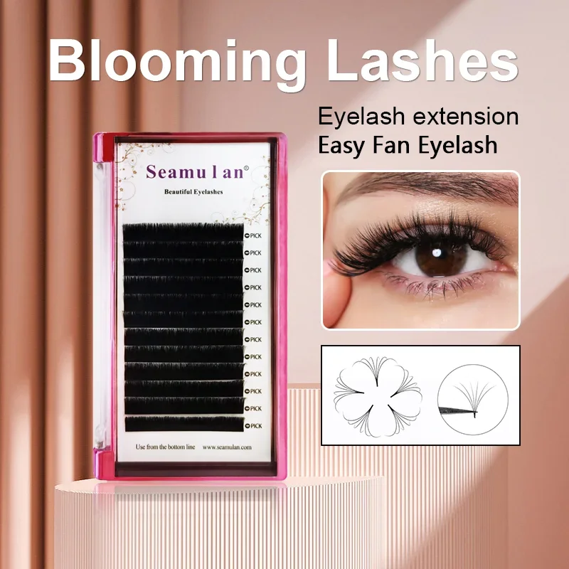 

Seamulan Easy Fan Eyelashes Classic Silk Eyelash Extension Mink Extension Volume Blooming Lashes Professional Makeup Eyelash