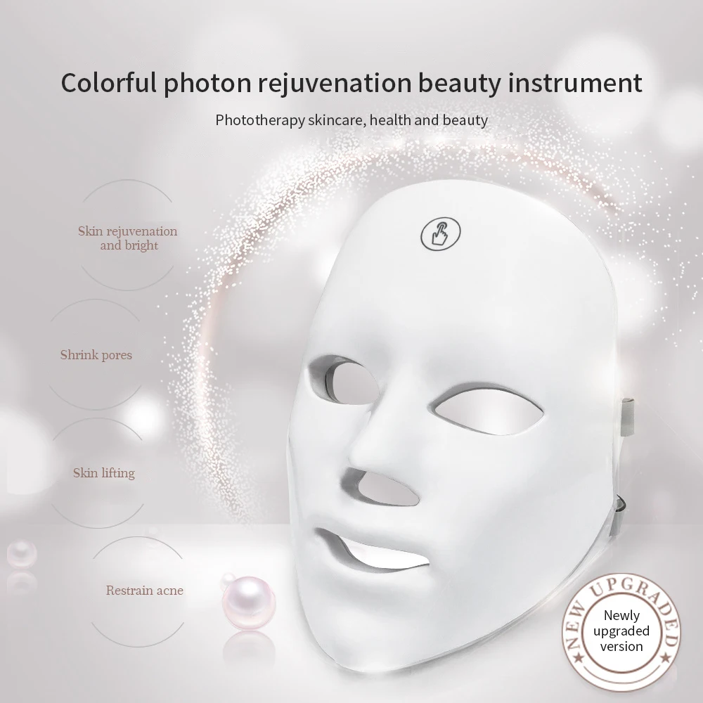 Facial Mask LED Red Light Therapy Face Mask 7 Colors Photon Radio Frequency Skin Rejuvenation Tightening Skin Care Tool