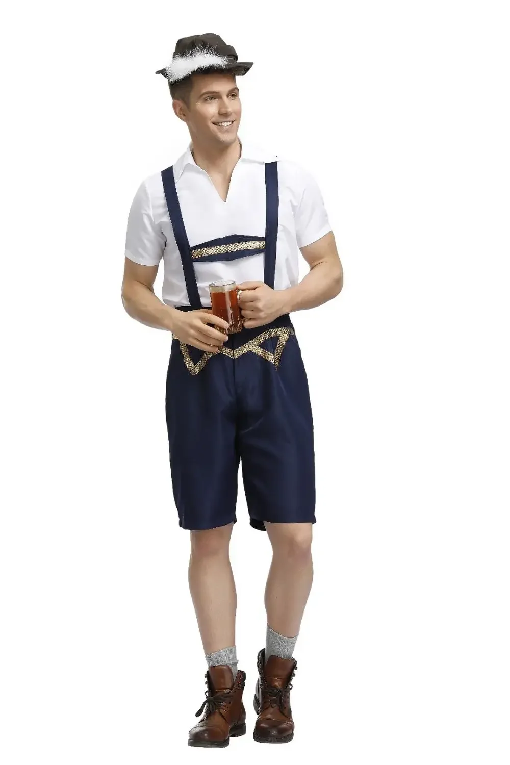 Costume da uomo adulto moda Germania Oktoberfest Lederhosen Costume tradizionale bavarese da birra per festival