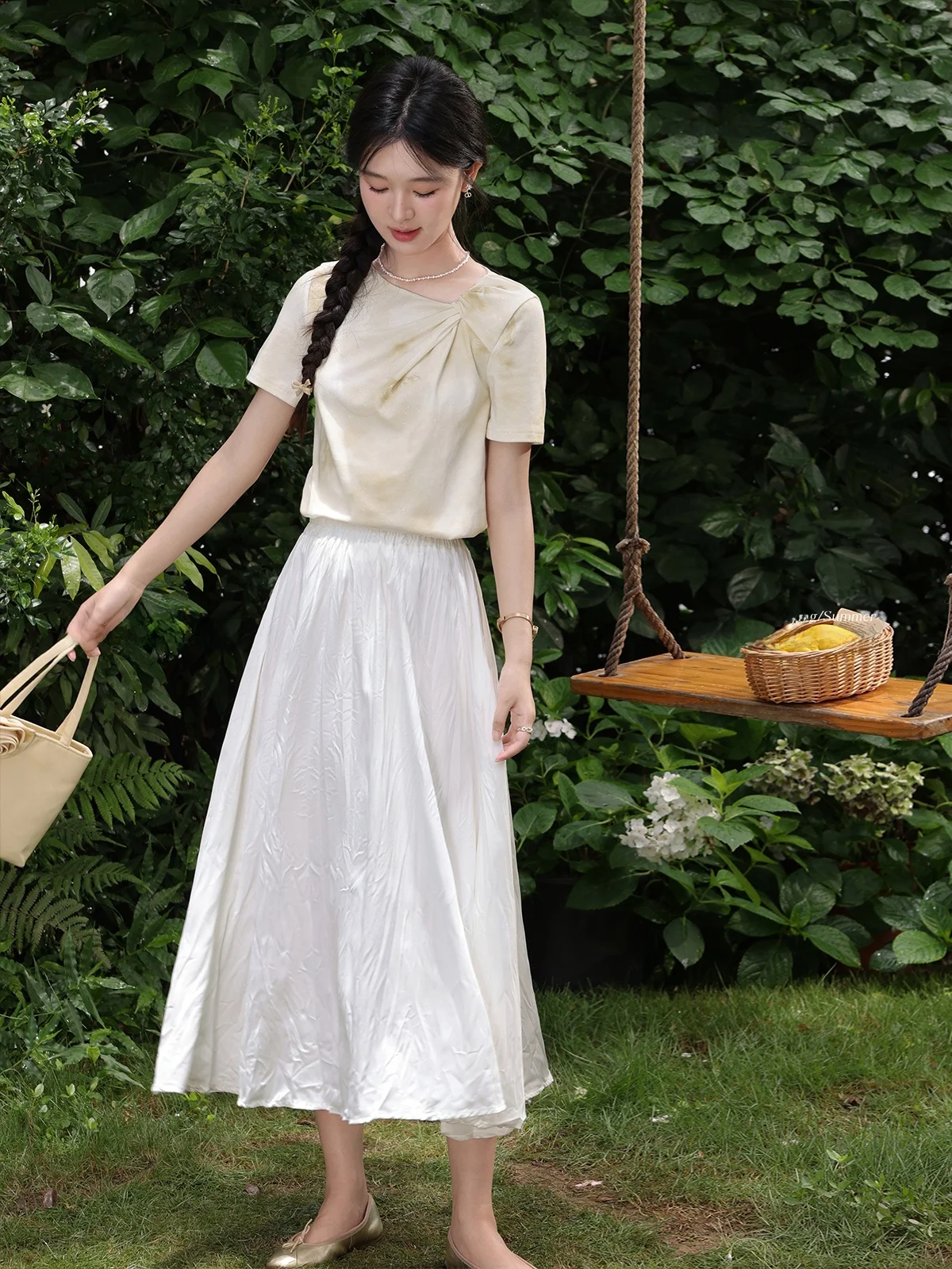 Faionable ort Sve T-shirt van Lu Xiang Nan Lemon Soda Design Geel Adient Kleur Zomer Nieuwe Sle Dames Loose Fit Top