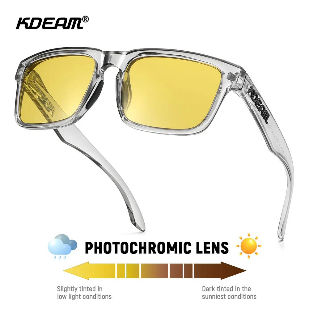 2026 KDEAM Neueste Photochrome Sonnenbrille für Herren, Fahrbrille mit Tag- und Nachtsicht, Gelbe Gläser, die sich zu Braun und Schwarz verfärben