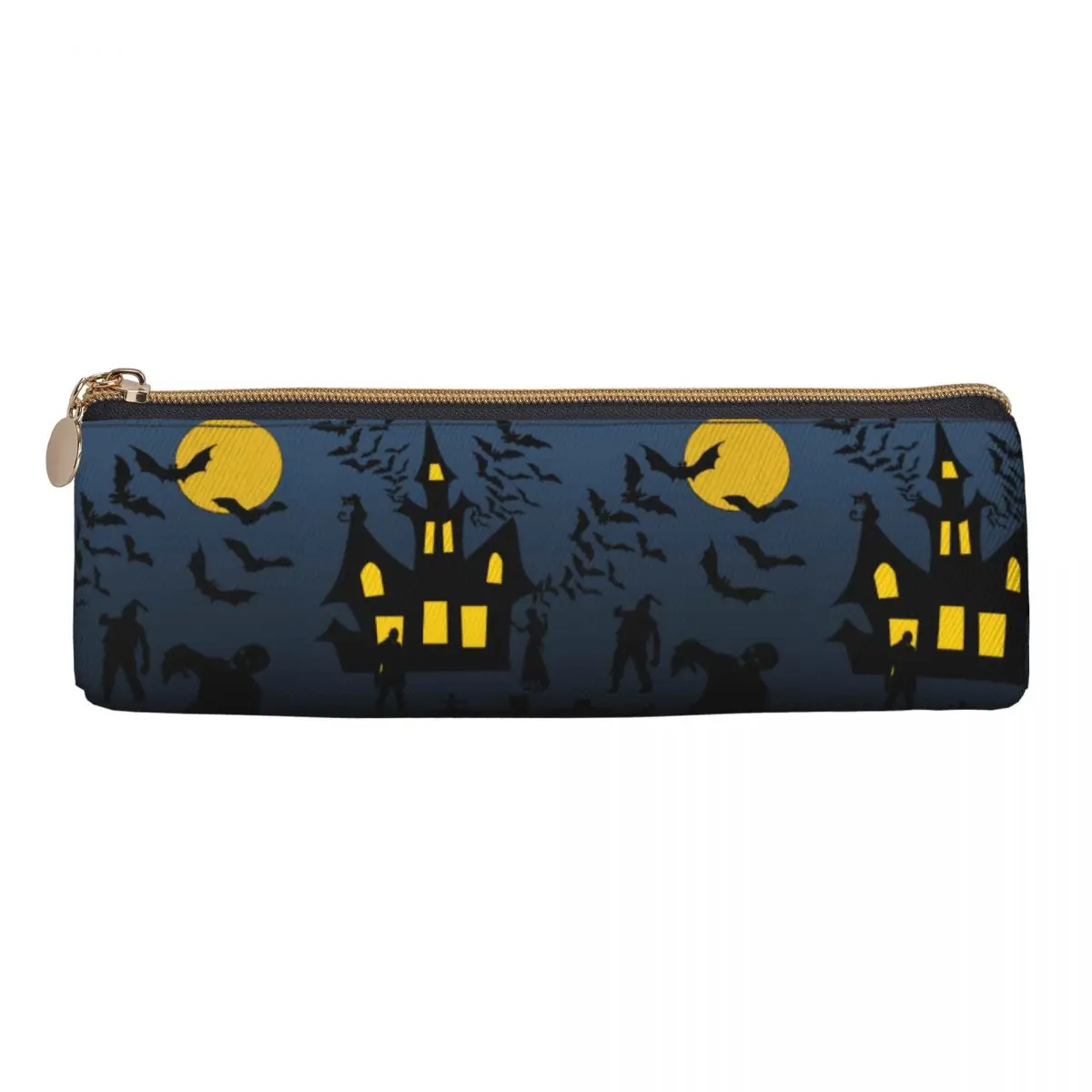 Halloween Bats Pencil Case Haunted House School Pencil Cases PU Leather Boy Girl Aesthetic Pencil Pouch Stationery Organizer