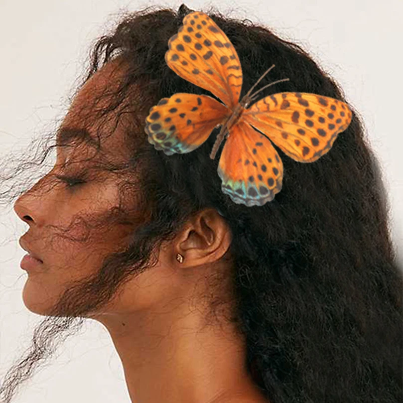 AWAYTR Simulation Butterfly Barrette Leopard Butterfly Small Hair Clip Kids Colorful Hairpin Cute Barrette Women Hair Accessorie