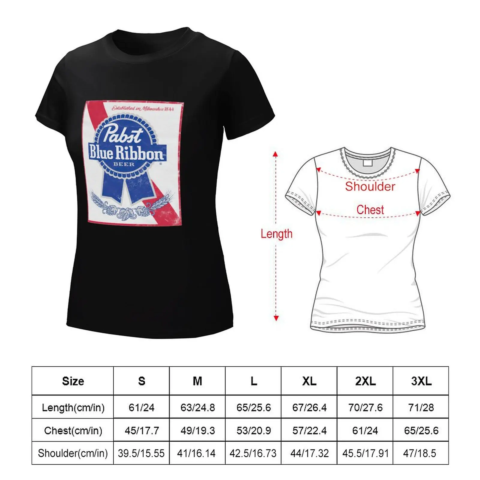 Pabsts Blue Ribbons T-shirt tops summer top korean Women's clothes