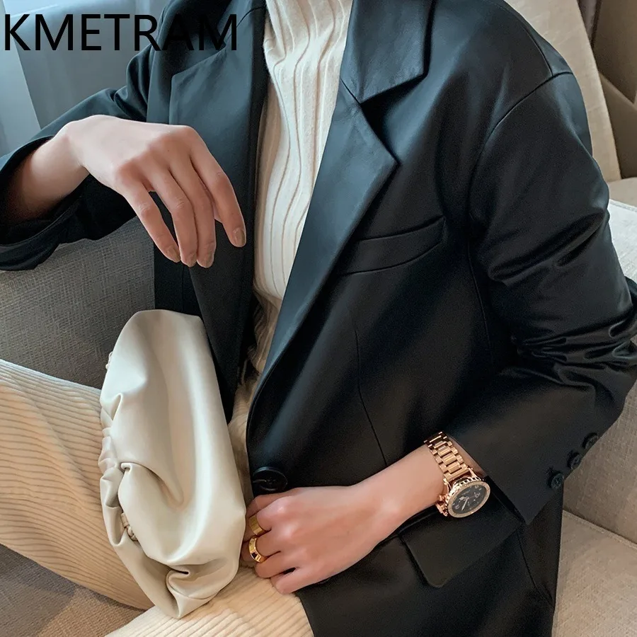 Giacca di pelle di pecora al 100% Donna Moda Nero di media lunghezza Giacche da abito in vera pelle Donna 2025 Autunno Abbigliamento donna Chaquetas