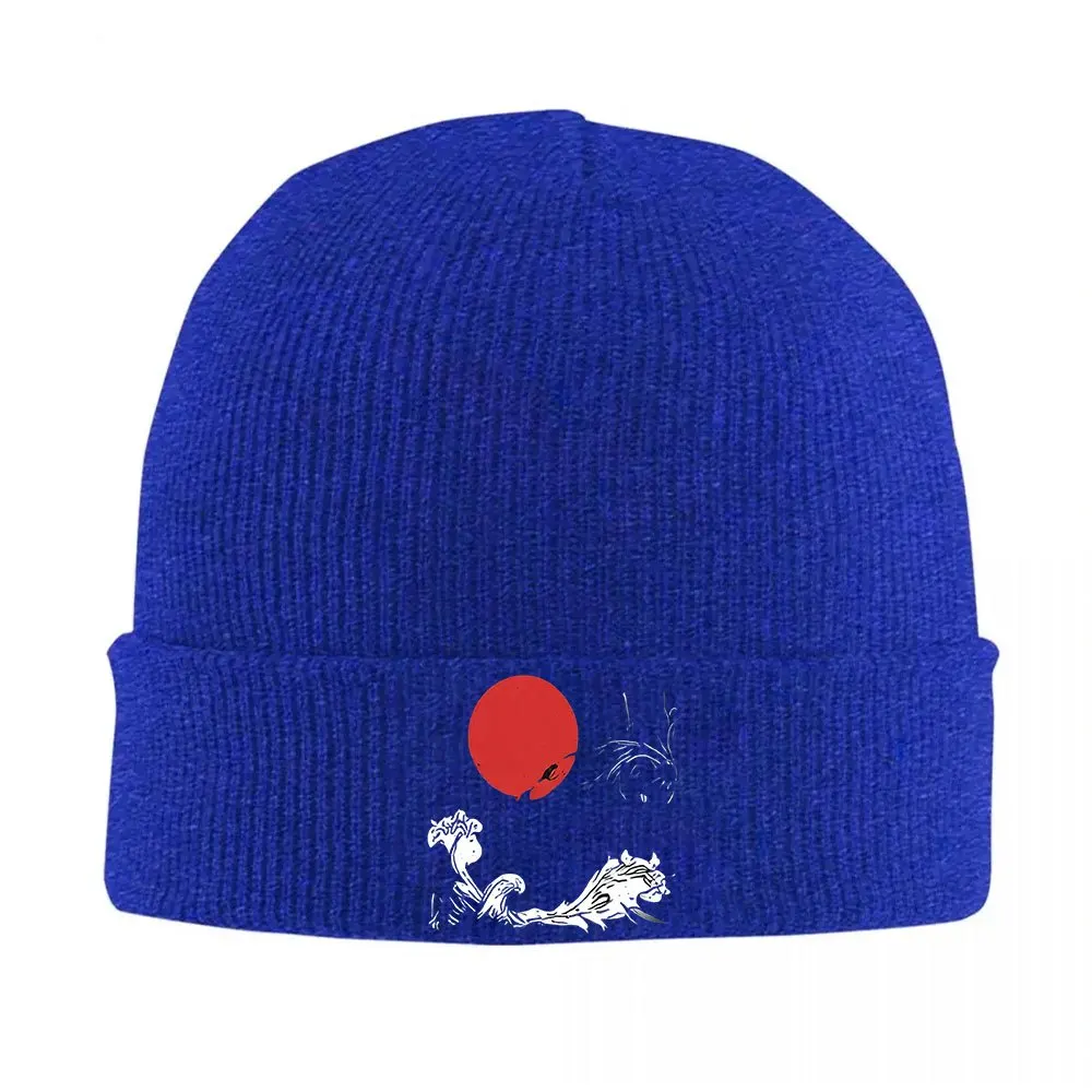 1pc Autumn Winter Outdoor Casual Hat Japanese-Inspired Wave And Sun Pattern Beanie Suitable for Fishing Enthusiasts