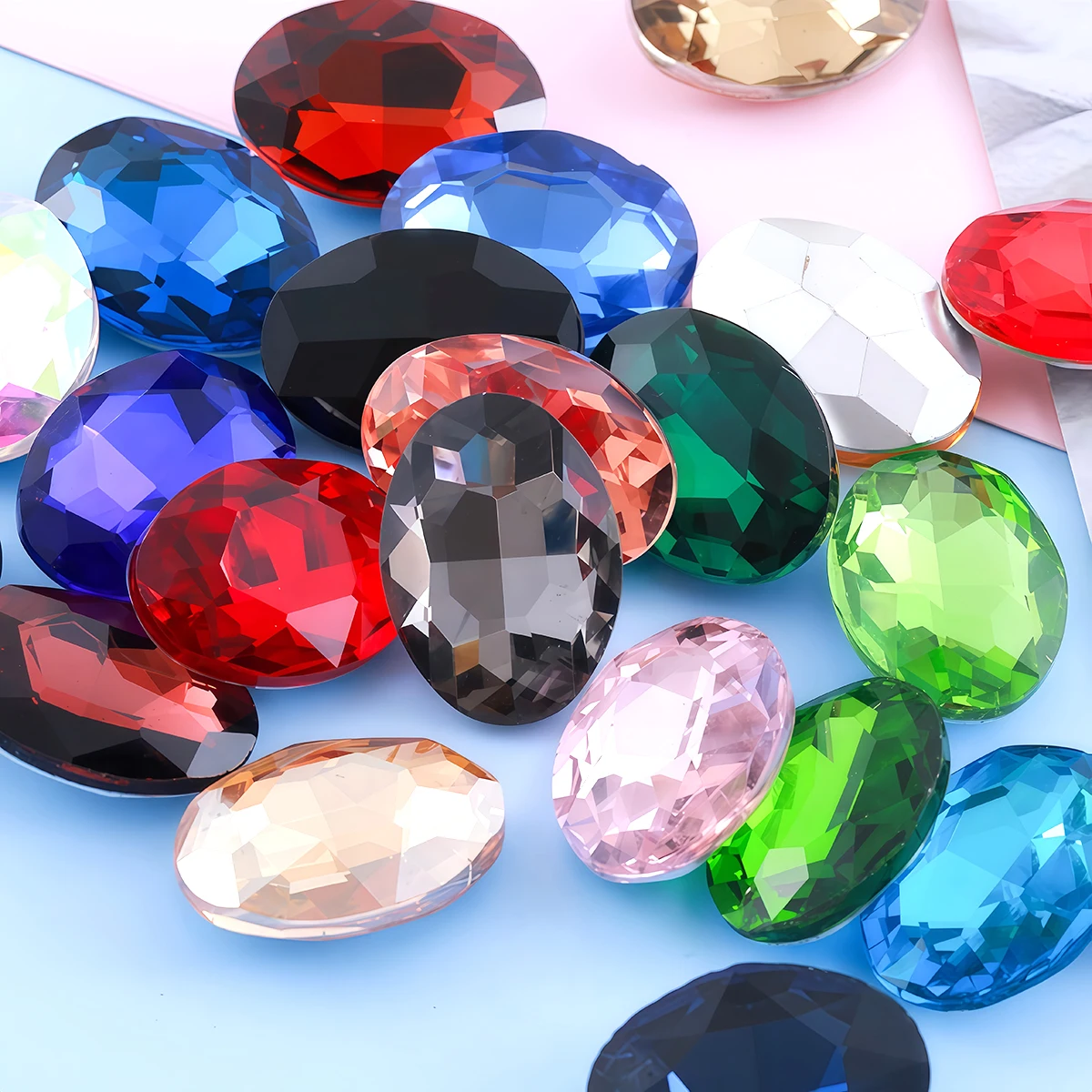 Glitzernde ovale Kristall-Strasssteine aus Glas, nicht heißfixierbar, zum Aufkleben für Schmuck, Bastelarbeiten, Kleidung, Taschen, Schuhe, 3D-Nagelkunst-Dekoration – Detail 9