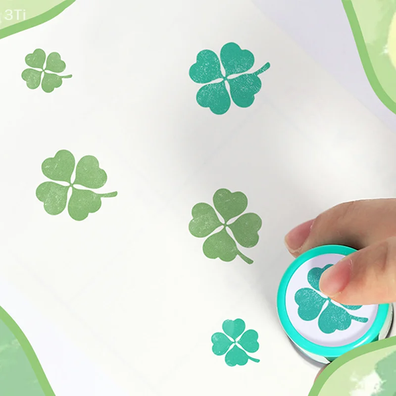 Портативный штамп для обзора учителя, штамп с четырьмя листами клевера для скрапбукинга, декоративный штамп с зелеными растениями и цветами