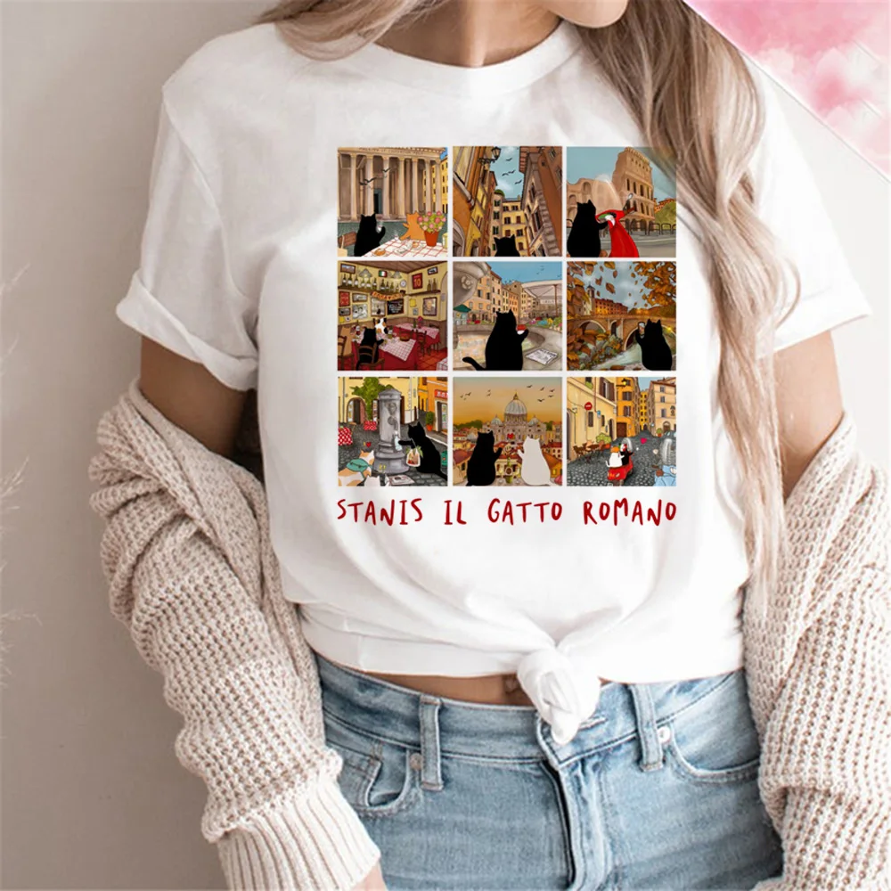 Italy t-shirts women summer manga top female Japanese y2k clothes