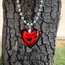 Aura Colorful gradient big red Heart Pendant Necklace vintage 80s Aesthetic Love inspired choker with stainless steel chain
