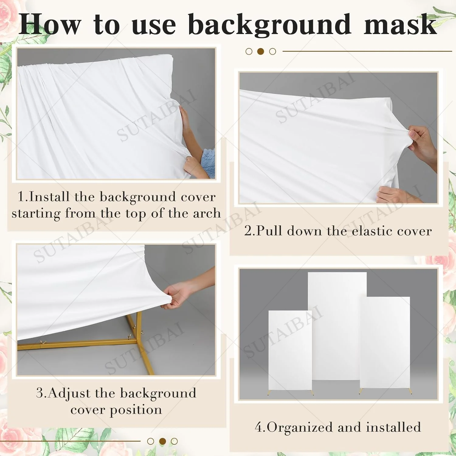 Cubierta de arco de boda de 3 uds., cubierta de fondo cuadrada ajustada para soportes de fondo, arco de LICRA para decoración de fiesta de cumpleaños y boda