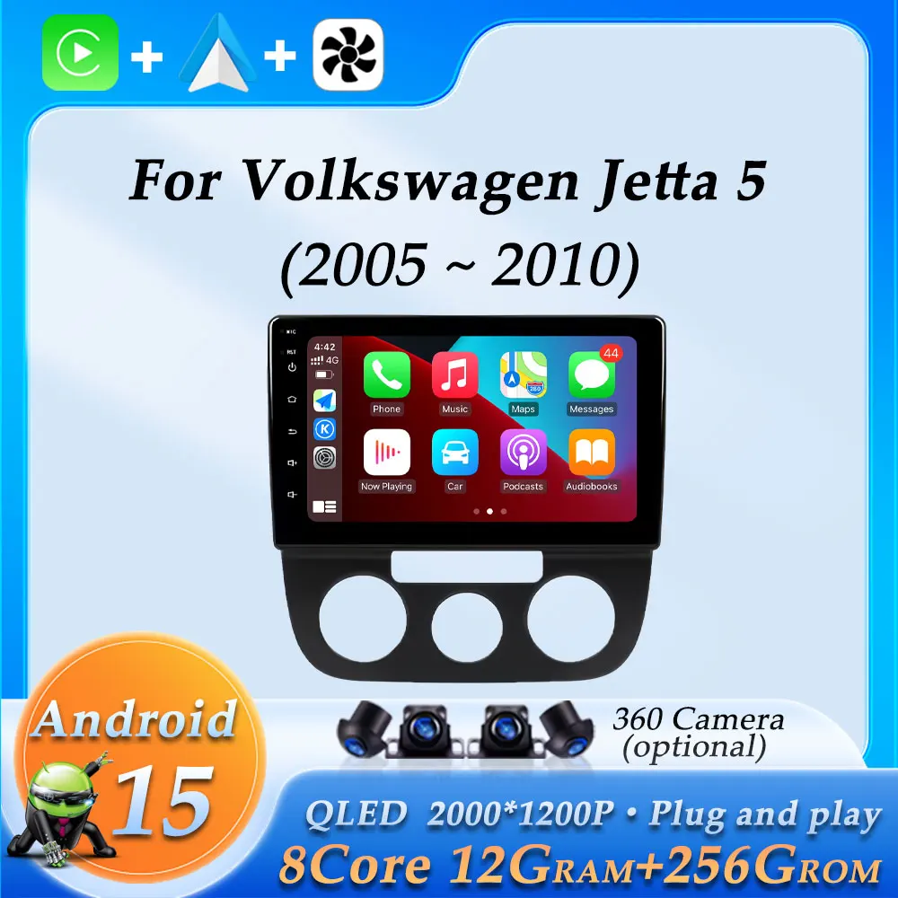 

Wireless CarPlay Car Radio Video Audio Multimedia Player for Volkswagen Jetta 5 2005 - 2010 GPS Navigation DSP Stereo Bluetooth