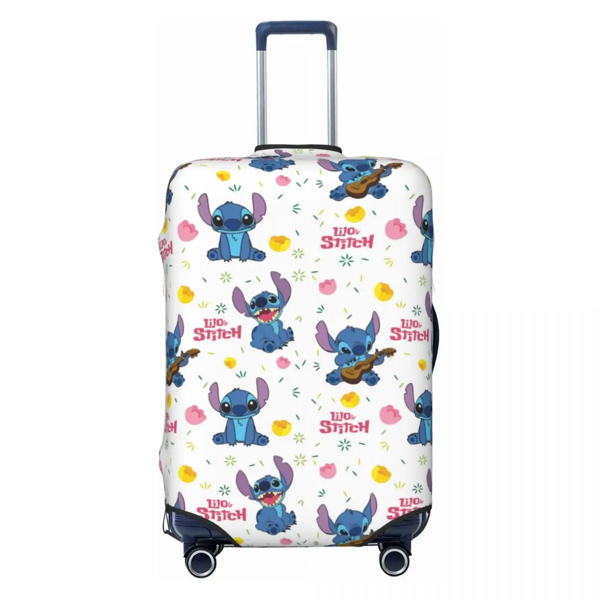 

White Lilo Stitch Pattern Luggage Cover Elastic Cartoon Travel Suitcase Protective Covers Suit For 18-32 inch