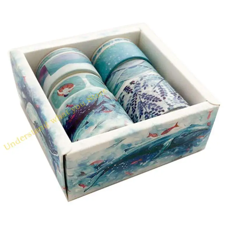 J60A Artistic Watercolor Tape Stickers for DIY Card Gift Packaging Decor 8PCS