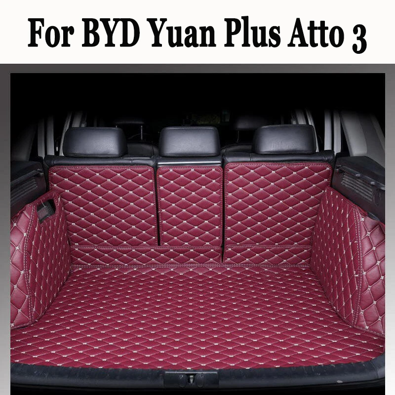 Trunk Mat For BYD Yuan Plus Atto 3 2021~2023 Waterproof Pads Leather Car Rear Trunk Mats Car Tank Organizer Mat Car Accessories